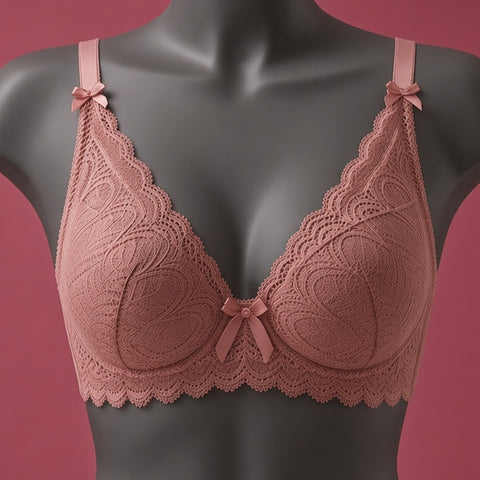 Dusty Rose Premium Full Lace Padded Bra & Panty Set